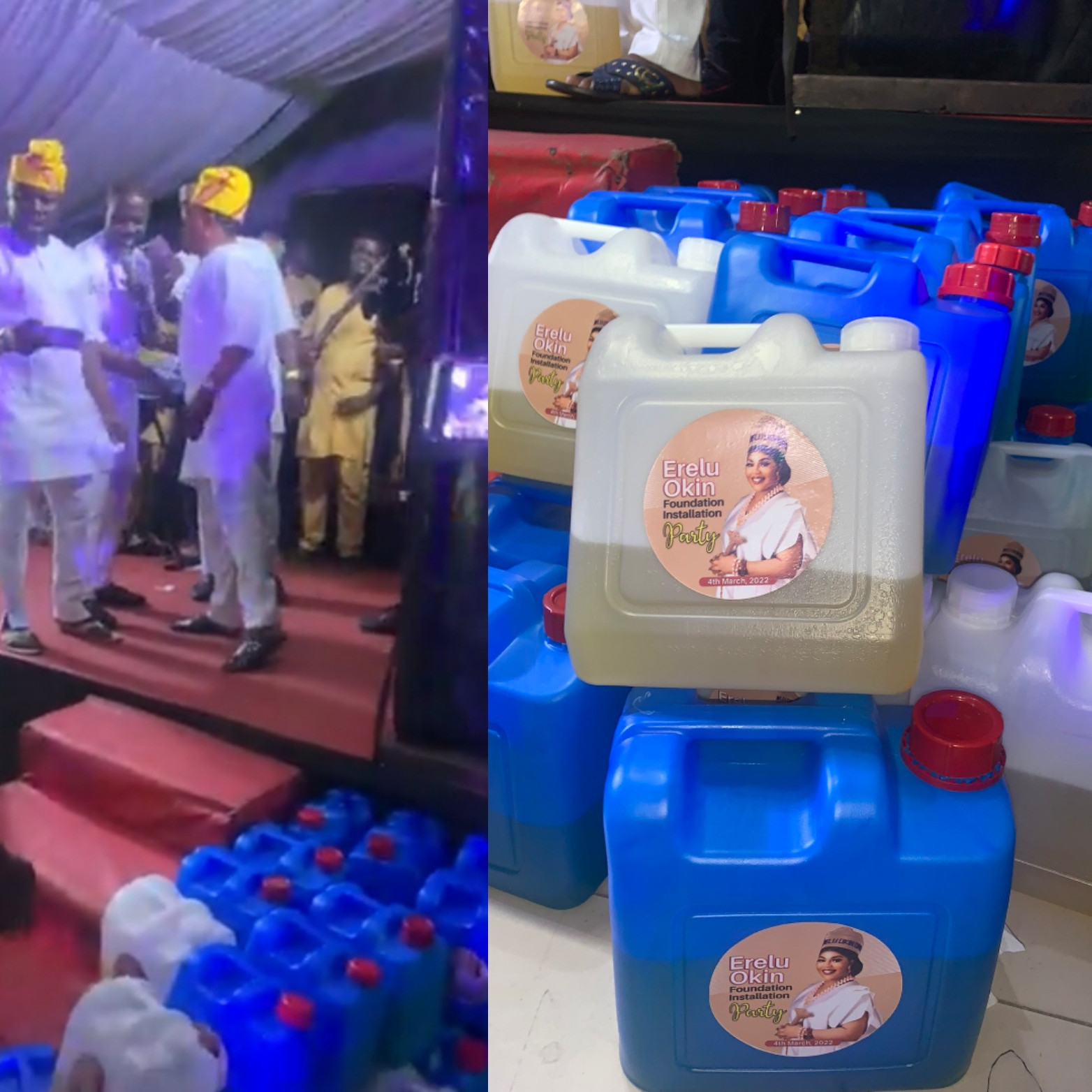 Kegs of petrol shared as souvenir at a party in Nigeria (video/photos)