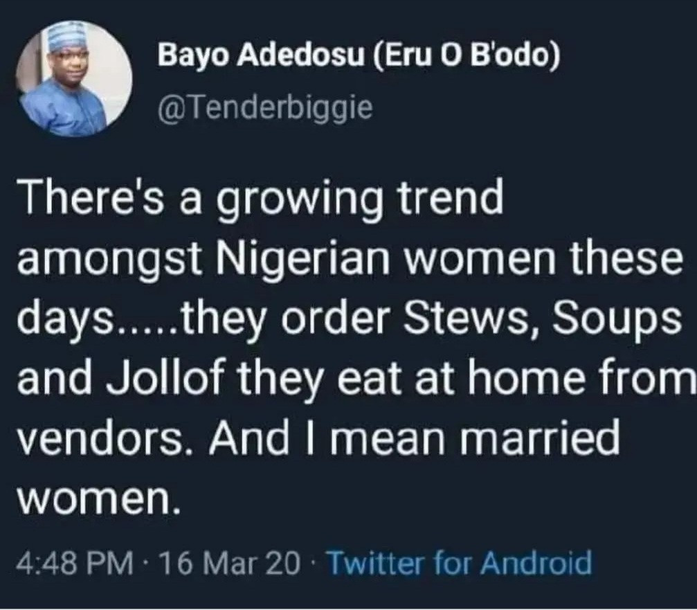 Toolz, Betty Irabor react to old tweet criticising married women who order soups and stews from vendors