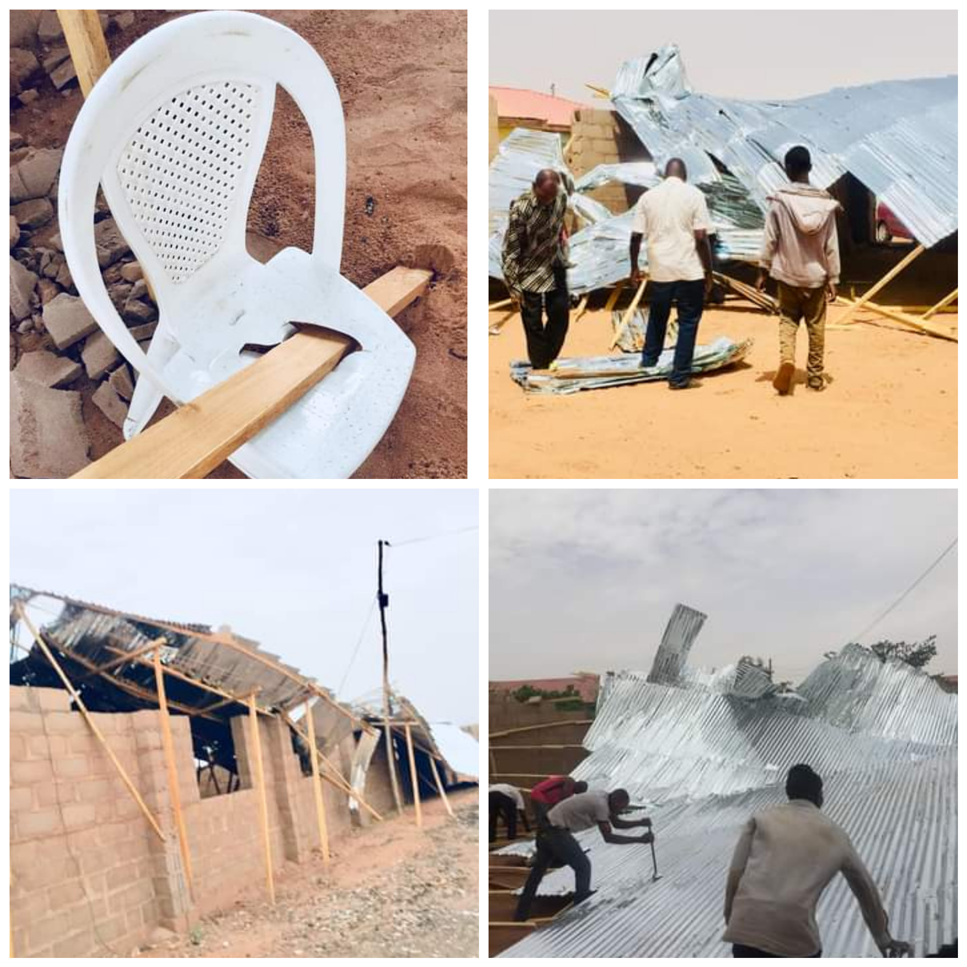 Worshippers cheat death as windstorm destroys church in Gombe state (video)