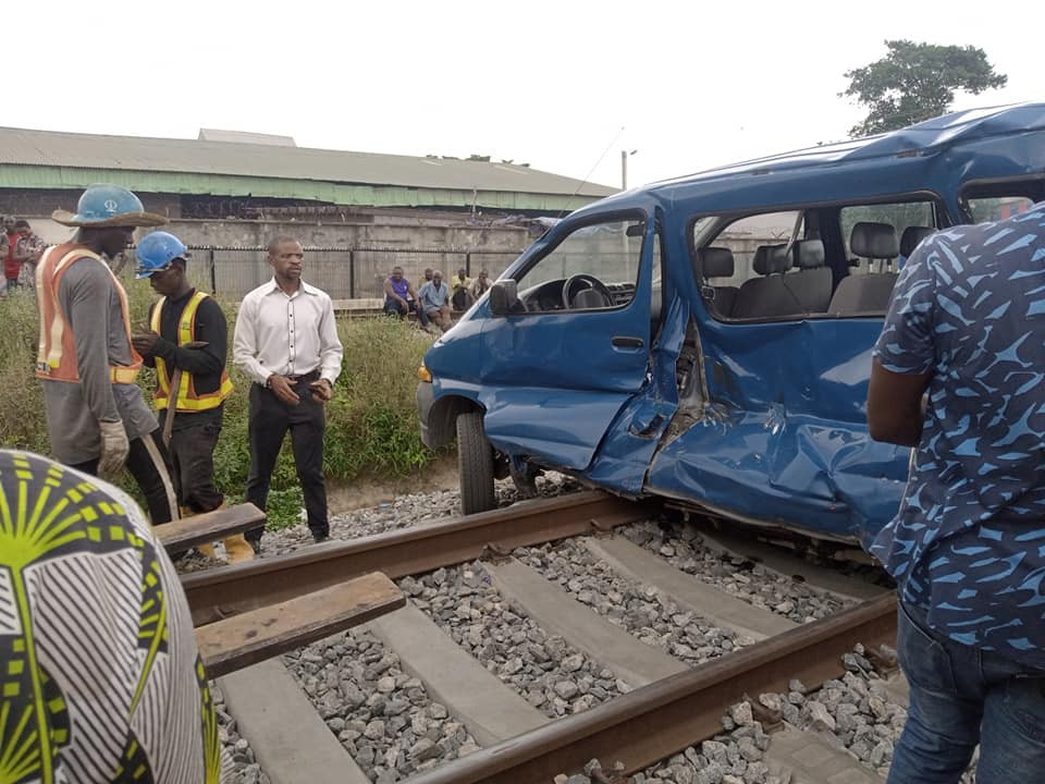 Two injured as bus rams into moving train in Lagos