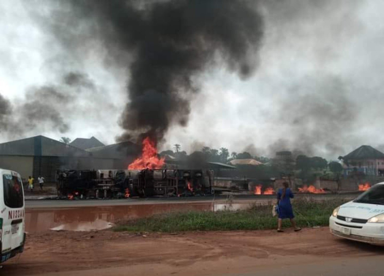 s diesel tanker goes up in flame