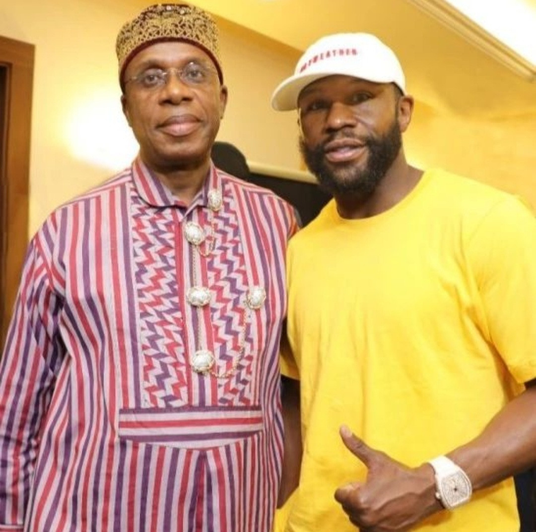 Floyd Mayweather meets Rotimi Amaechi as he visits Nigeria