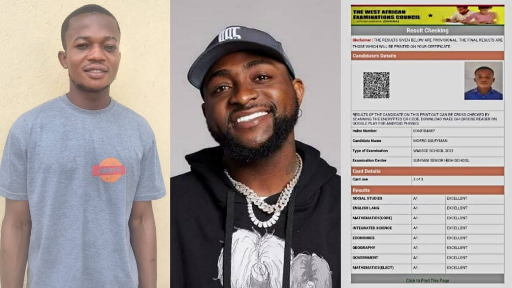 Davido awards 5 years scholarship to Ghanaian student