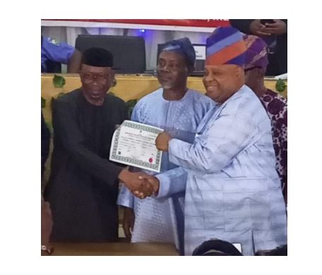 Osun Election: Ademola Adeleke picks up his Certificate of Return from INEC