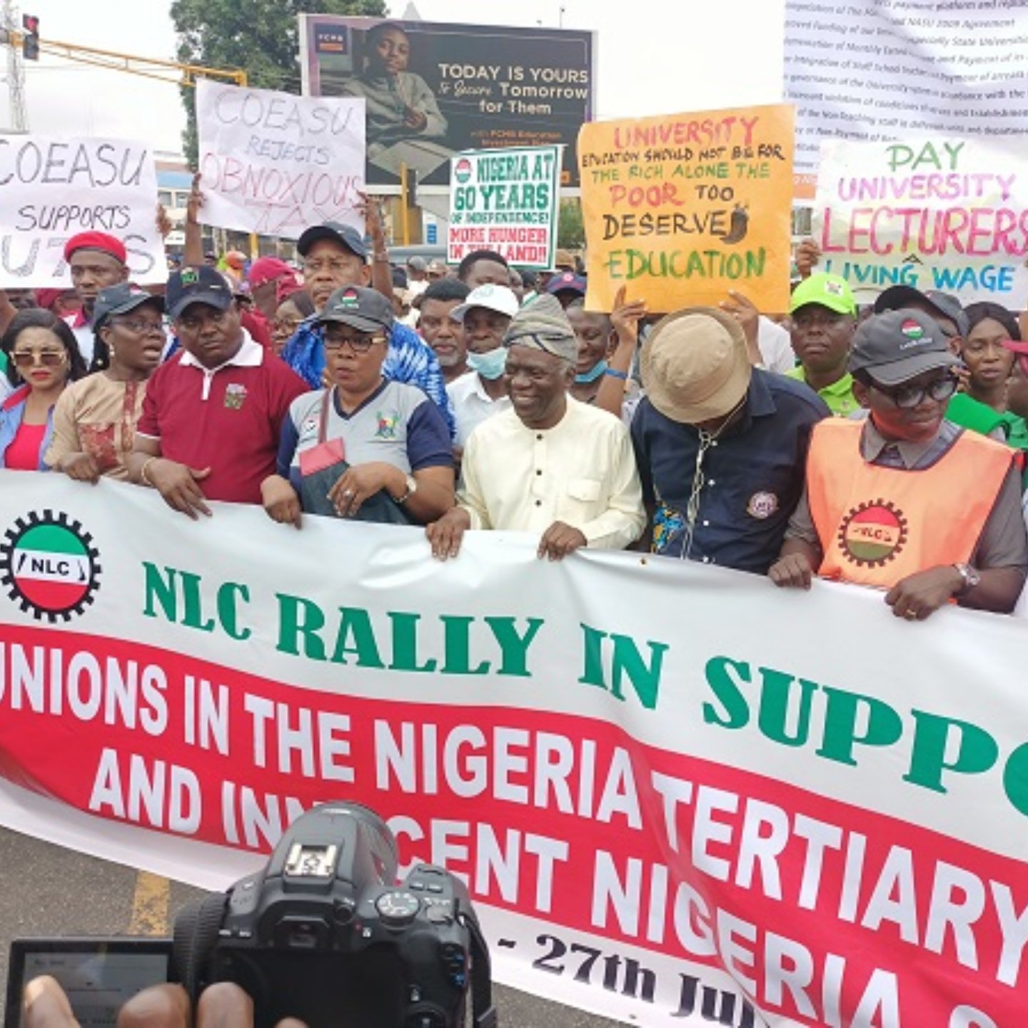 ASUU strike: Femi Falana joins NLC protest [PHOTOS]