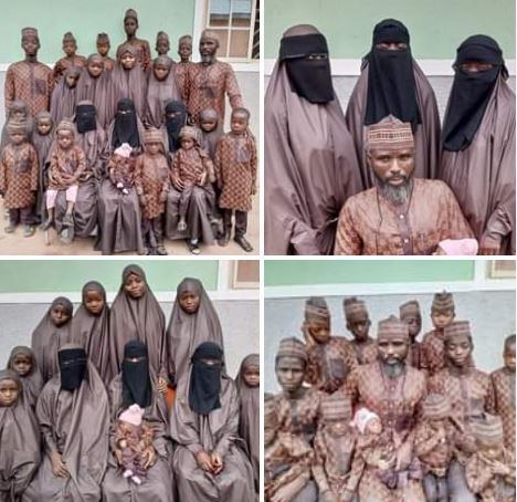 Nigerian man celebrates Sallah with his three wives and 19 children