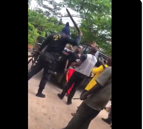 Police spokesperson reacts to trending video of a police officer assaulting man repeatedly by hitting him with a machete