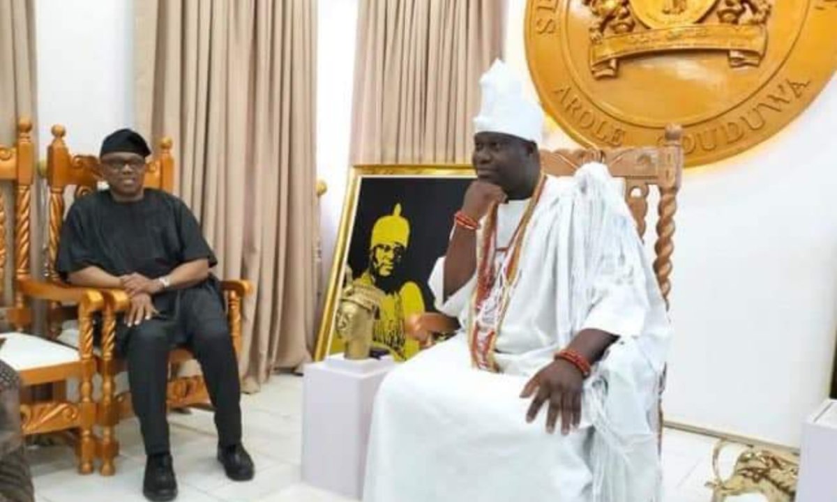 Labour Party candidate, Peter Obi, running mate, Datti visit Ooni of Ife