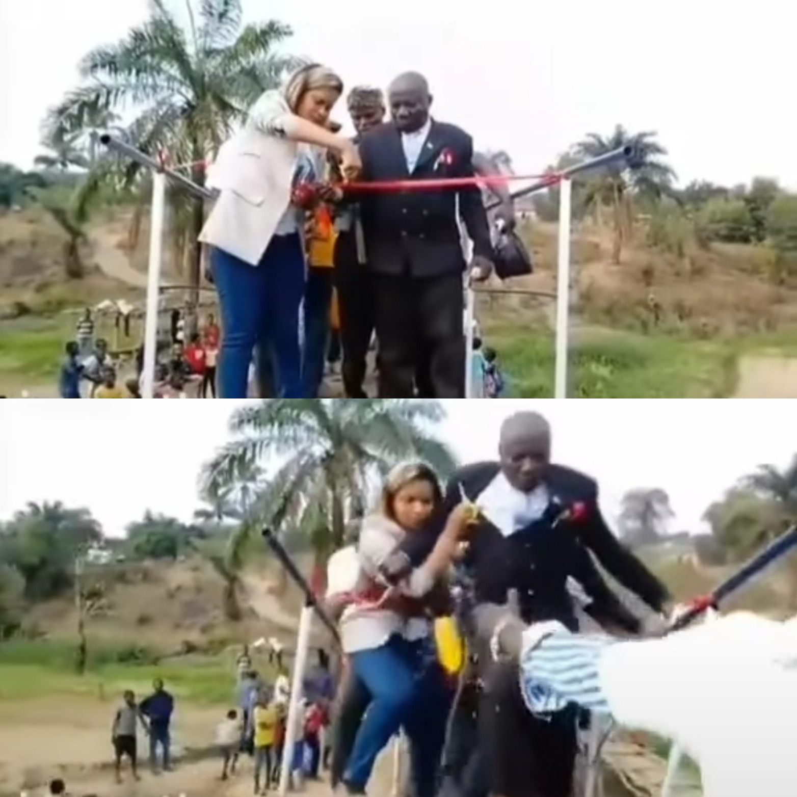 Bridge collapses with officials on it while being commissioned in South Africa (video)