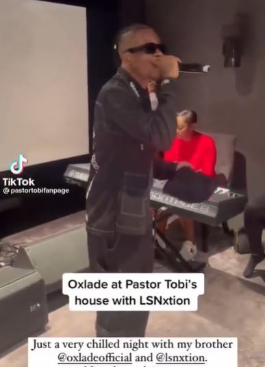 Pastor Tobi Adegboyega dances as Oxlade performs his hit song “Ku Lo Sa” in his house with members of his church choir as backup singers (video)